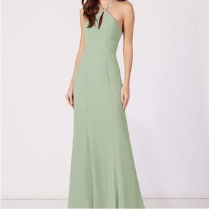 Azazie Bridesmaid Dress - Dusty Sage, Size 10